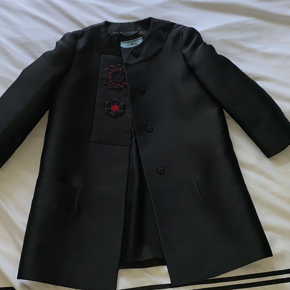 Prada Silky Coat with Flowers - Picture 1 of 8